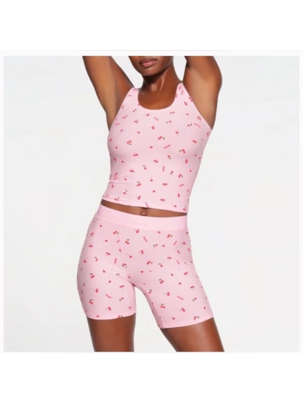 SKIMS SOFT LOUNGE TANK + BOXER LIMITED EDITION: CHERRY BLOSSOM PRINT XS/SMALL
